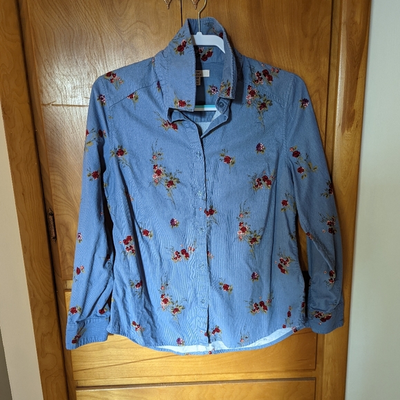 Corduroy Petite Floral Button Down - Picture 5 of 6